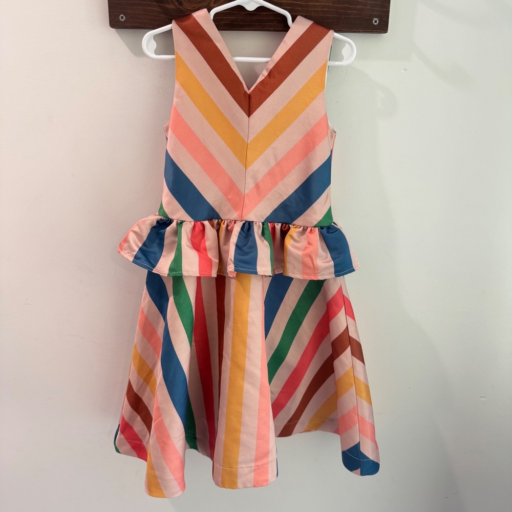The Middle Daughter‎ London Girls Multi-Color Stripe Peplum Ruffle Dress Size 4Y